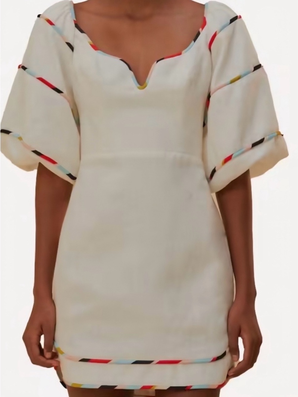 FARM Rio Cream Mini Dress with Multicolor Trim - Picture 2 of 4